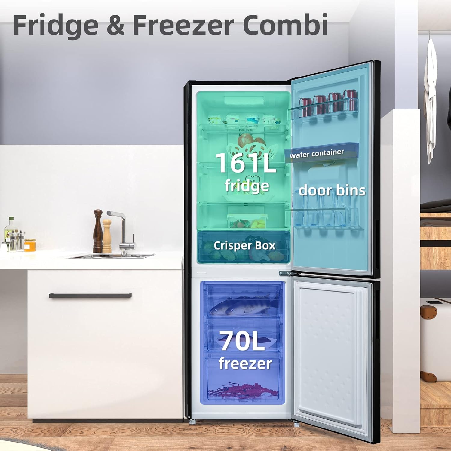 CHiQ FBM228NE4DEU, Fridge Freezer 70/30, 231L, Frost Free, Water Dispenser, 12 - Year Free Warranty on The Compressor, 54cm Wide 170cm Tall, Black, 2023 New   Import  Single ASIN  Import  Multiple ASIN ×Product customization General Descri - Amazing Gadgets Outlet