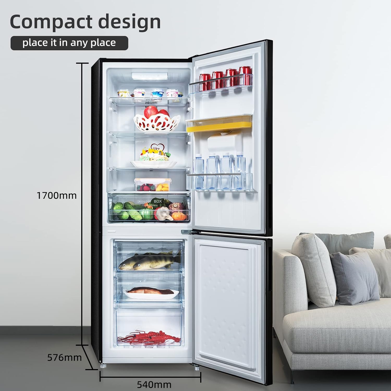 CHiQ FBM228NE4DEU, Fridge Freezer 70/30, 231L, Frost Free, Water Dispenser, 12 - Year Free Warranty on The Compressor, 54cm Wide 170cm Tall, Black, 2023 New   Import  Single ASIN  Import  Multiple ASIN ×Product customization General Descri - Amazing Gadgets Outlet