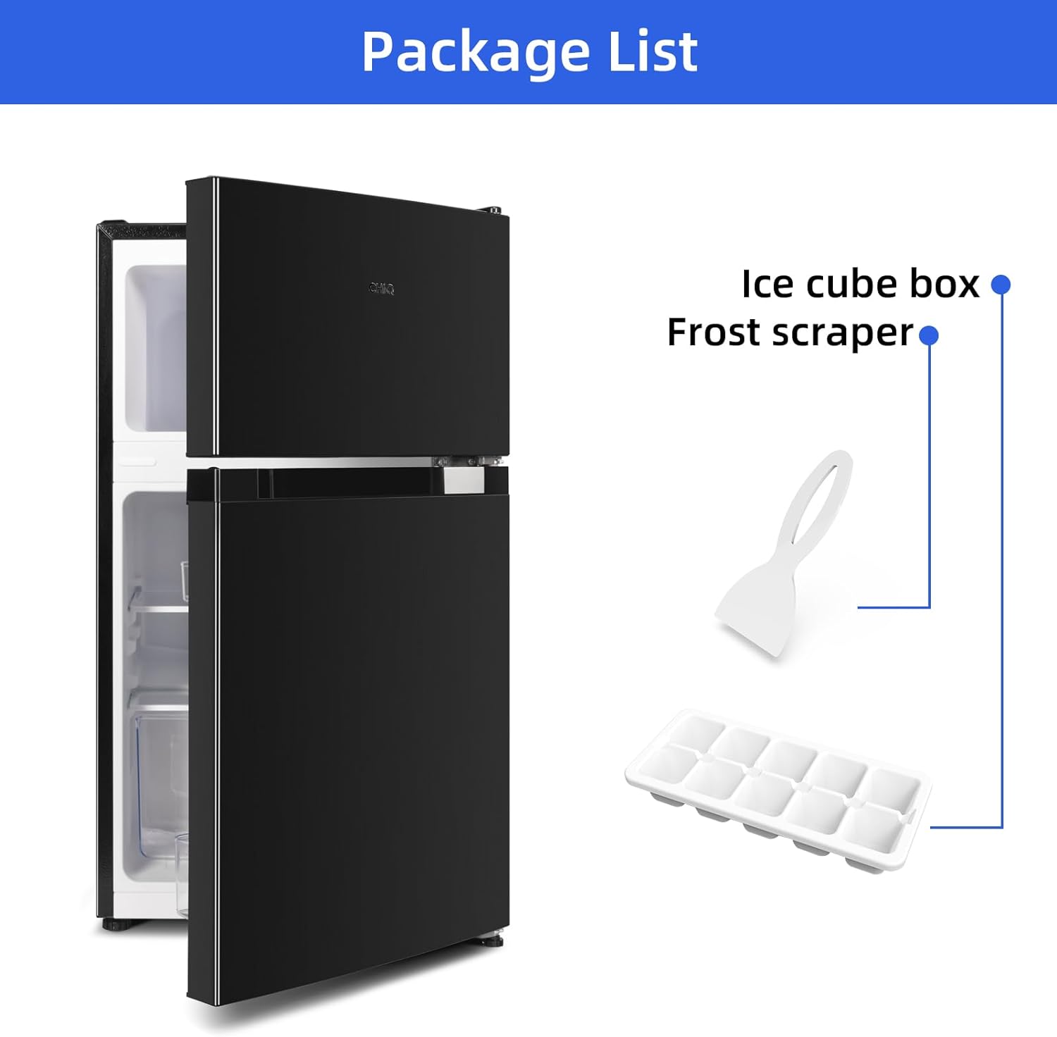 CHiQ Under Counter Fridge Freezer, 86L, 4 Star Freezing, for Dorm, Apartment, Office, 12 - Year Compressor Service, Low noise, Reversible Doors, Dark Inox   Import  Single ASIN  Import  Multiple ASIN ×Product customization General Descript - Amazing Gadgets Outlet