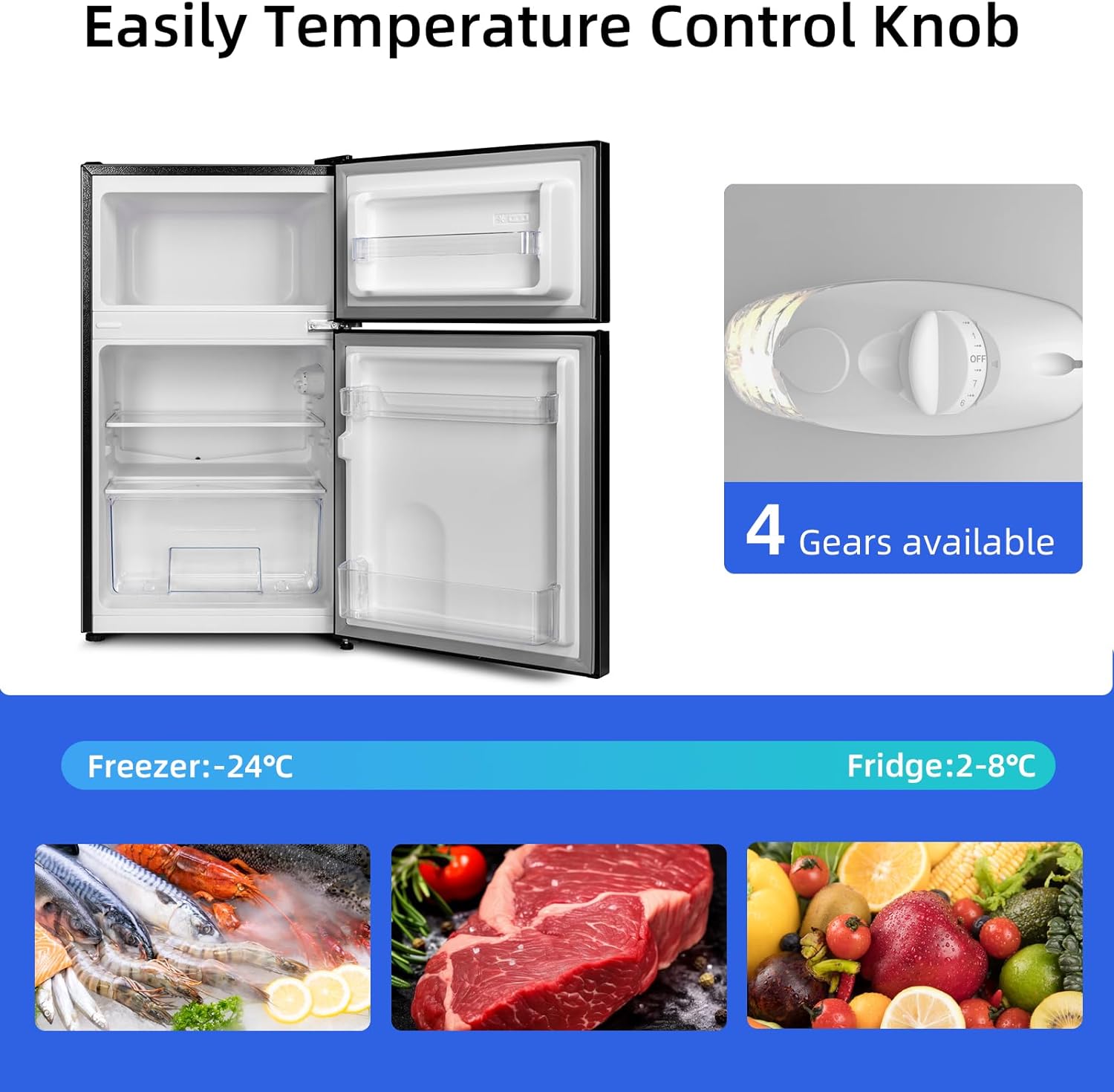 CHiQ Under Counter Fridge Freezer, 86L, 4 Star Freezing, for Dorm, Apartment, Office, 12 - Year Compressor Service, Low noise, Reversible Doors, Dark Inox   Import  Single ASIN  Import  Multiple ASIN ×Product customization General Descript - Amazing Gadgets Outlet