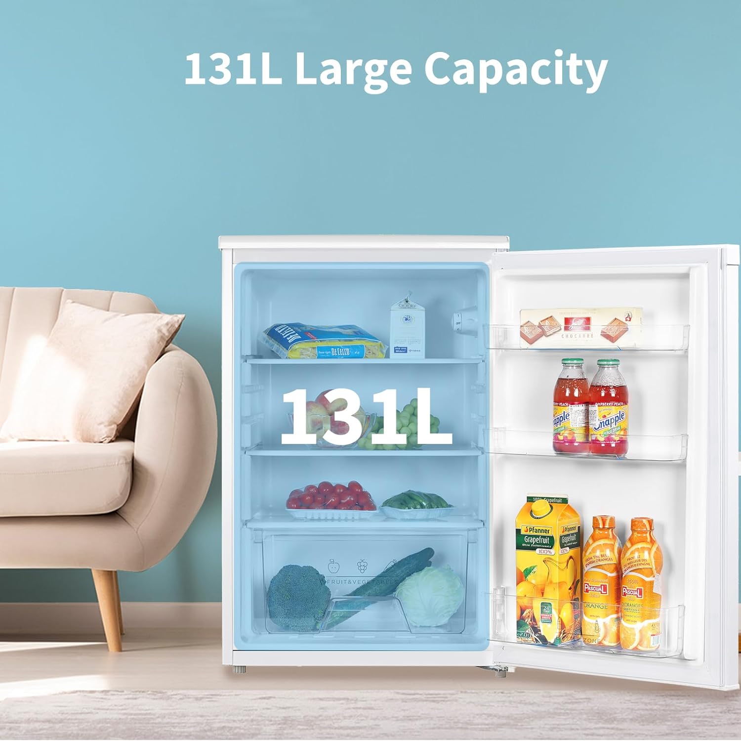 COMFEE' RCD133WH2(E) 131L Under Counter Larder Fridge, LED Light, Adjustable Thermostat, Reversible Door, Removable Glass Shelves, Low Noise, White [Energy Class E]   Import  Single ASIN  Import  Multiple ASIN ×Product customization Genera - Amazing Gadgets Outlet