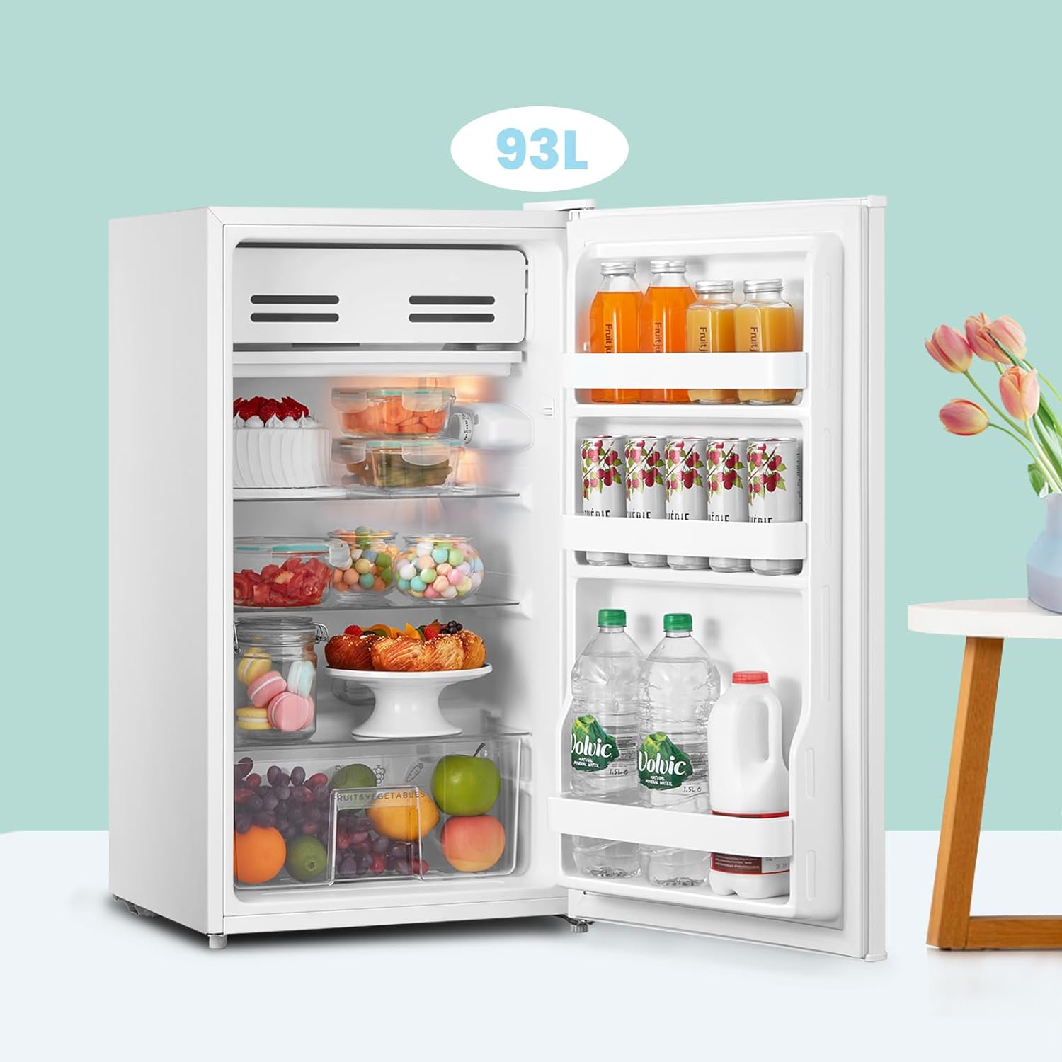 COMFEE' RCD93WH1(E) A Under Counter Fridge, 93L Fridge with Cooler Box, Interior Light, Removable Glass Shelf, Reversible Door Hinge, Adjustable Legs, White [Energy Class F]   Import  Single ASIN  Import  Multiple ASIN ×Product customization - Amazing Gadgets Outlet