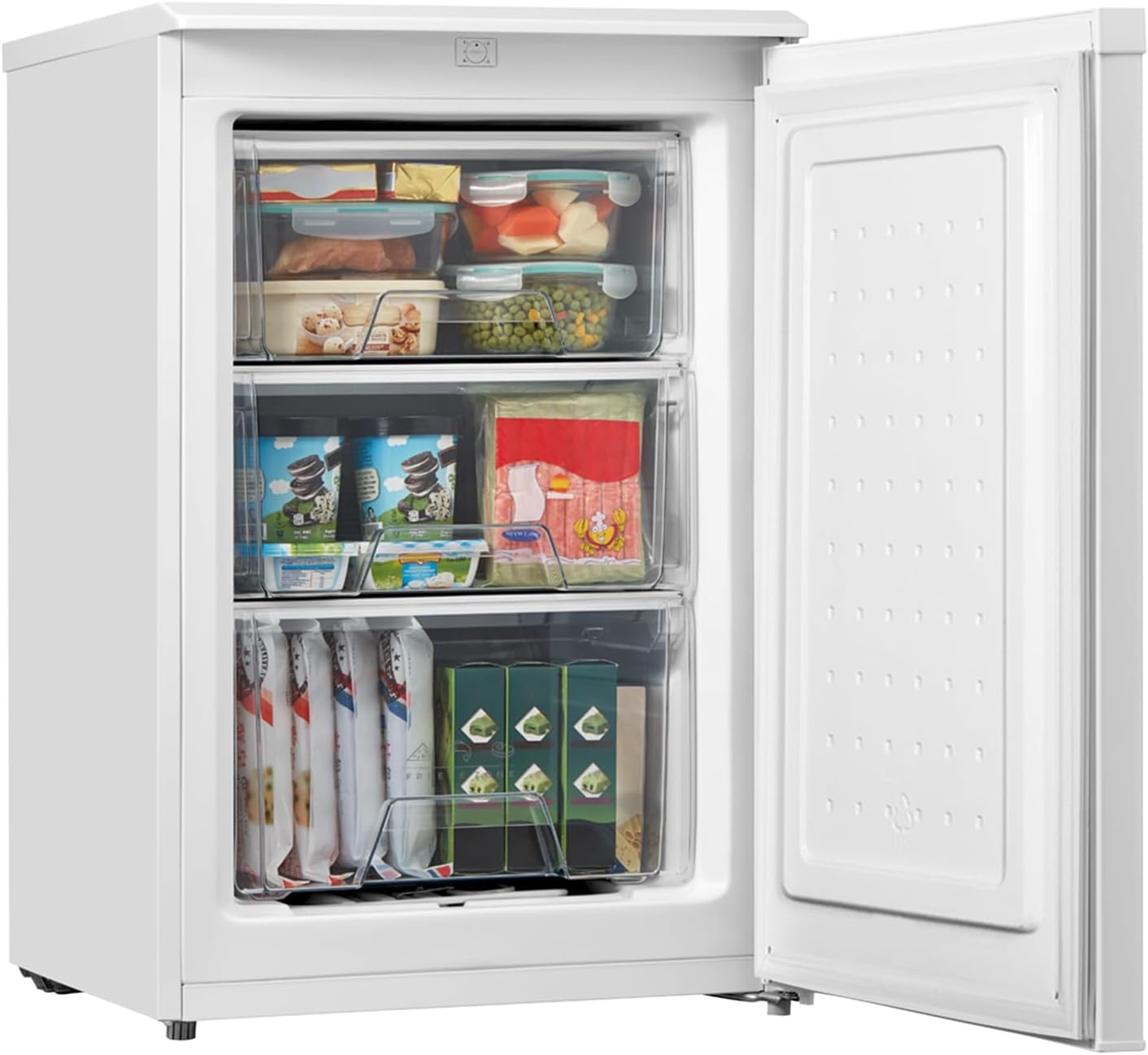 COMFEE' RCU83WH2(E) Freestanding Under Counter Freezer 88 Litre Capacity 55cm wide, Reversible Door, 3 Freezer Drawers, 4 Star Freezer Rating, Adjustable Thermostat, White   Import  Single ASIN  Import  Multiple ASIN ×Product customization - Amazing Gadgets Outlet