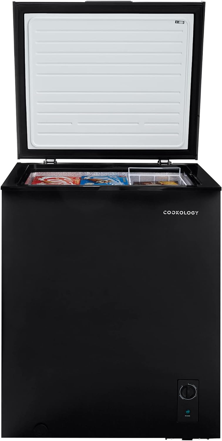 Cookology CCFZ142BK Freestanding 142 Litre Capacity, Chest Freezer for Outbuildings, Garages and Sheds, Features a Refrigeration Mode, Temperature Control and 4 Star Freezer Rating - In Black   Import  Single ASIN  Import  Multiple ASIN ×Product - Amazing Gadgets Outlet