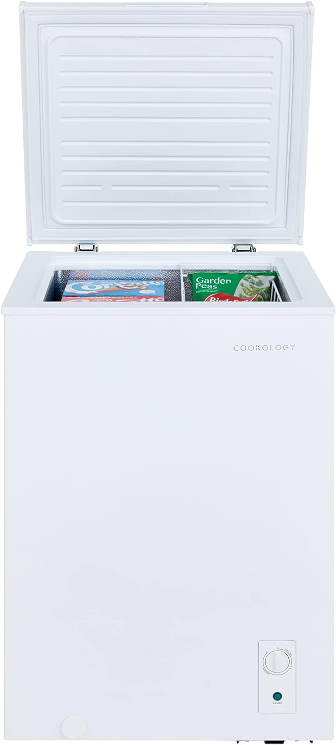 Cookology CCFZ99WH Freestanding 99 Litre, Chest Freezer Suitable for Outbuildings, Garages and Sheds, Features a Refrigeration Mode, Adjustable Temperature Control and 4 Star Rating - In White   Import  Single ASIN  Import  Multiple ASIN ×Product - Amazing Gadgets Outlet