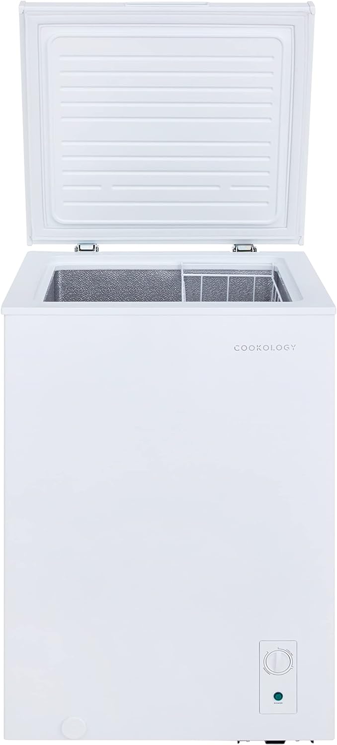 Cookology CCFZ99WH Freestanding 99 Litre, Chest Freezer Suitable for Outbuildings, Garages and Sheds, Features a Refrigeration Mode, Adjustable Temperature Control and 4 Star Rating - In White   Import  Single ASIN  Import  Multiple ASIN ×Product - Amazing Gadgets Outlet