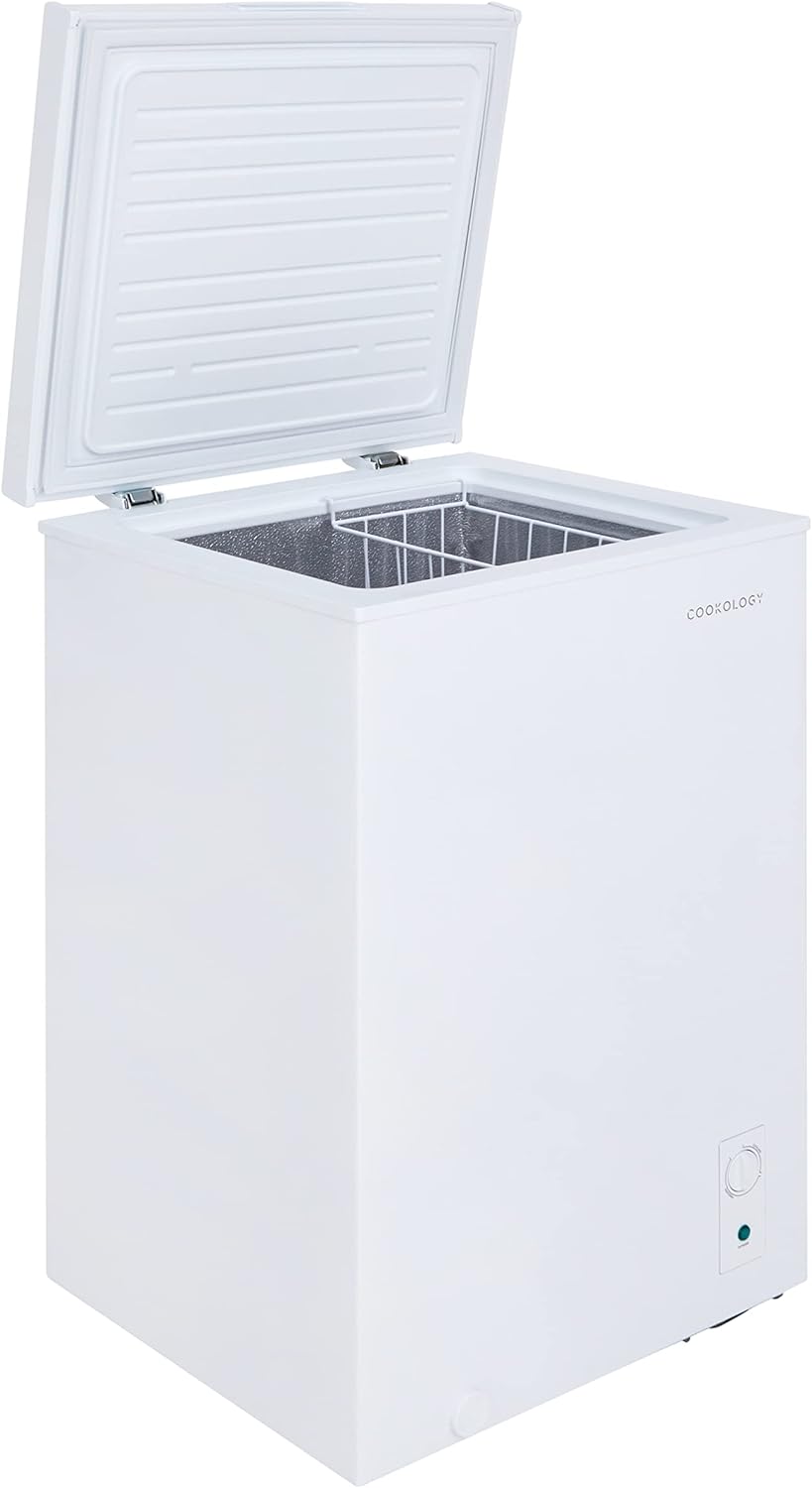 Cookology CCFZ99WH Freestanding 99 Litre, Chest Freezer Suitable for Outbuildings, Garages and Sheds, Features a Refrigeration Mode, Adjustable Temperature Control and 4 Star Rating - In White   Import  Single ASIN  Import  Multiple ASIN ×Product - Amazing Gadgets Outlet