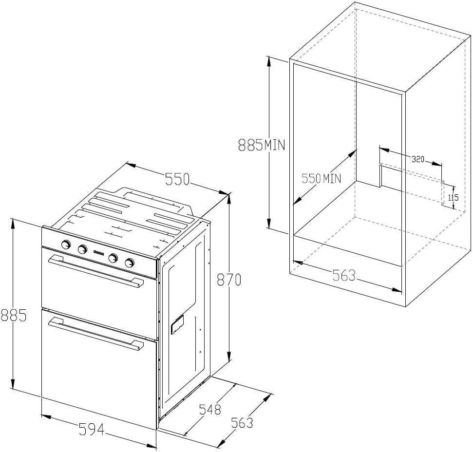 Cookology CDO900BK 90cm Black Glass Built - in Electric Double Oven & timer - Amazing Gadgets Outlet