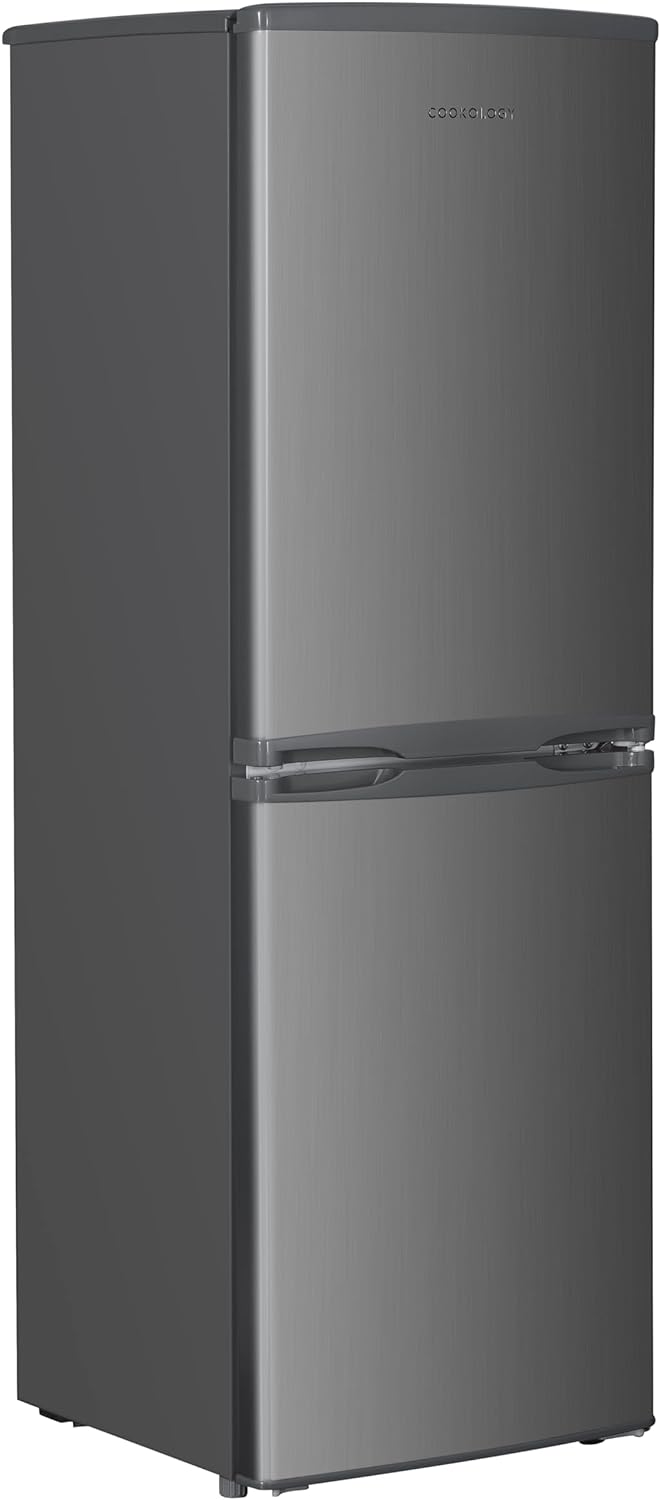 Cookology CFF1425050 Static 142 Litre Freestanding 50/50 Fridge Freezer, Adjustable Temperature Control and Legs, Reversible Doors, Efficient LED Light, 4 Star Freezer Rating - in Inox   Import  Single ASIN  Import  Multiple ASIN ×Product customi - Amazing Gadgets Outlet