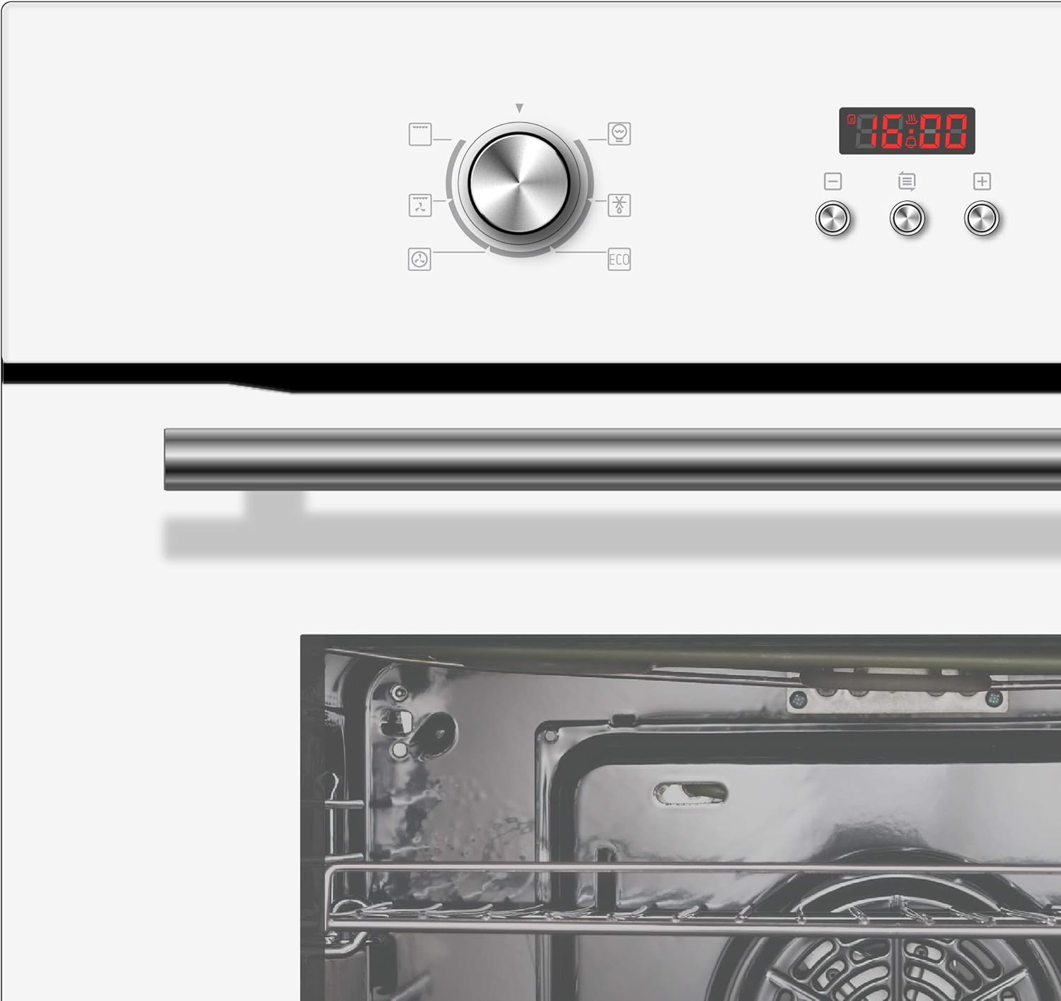 Cookology COF605WH 60cm 65 Litre Capacity, Installed Built In Electric Fan Oven, Integrated Single Fan Oven with Mechanical Dial Timer and Grill - in White - Amazing Gadgets Outlet