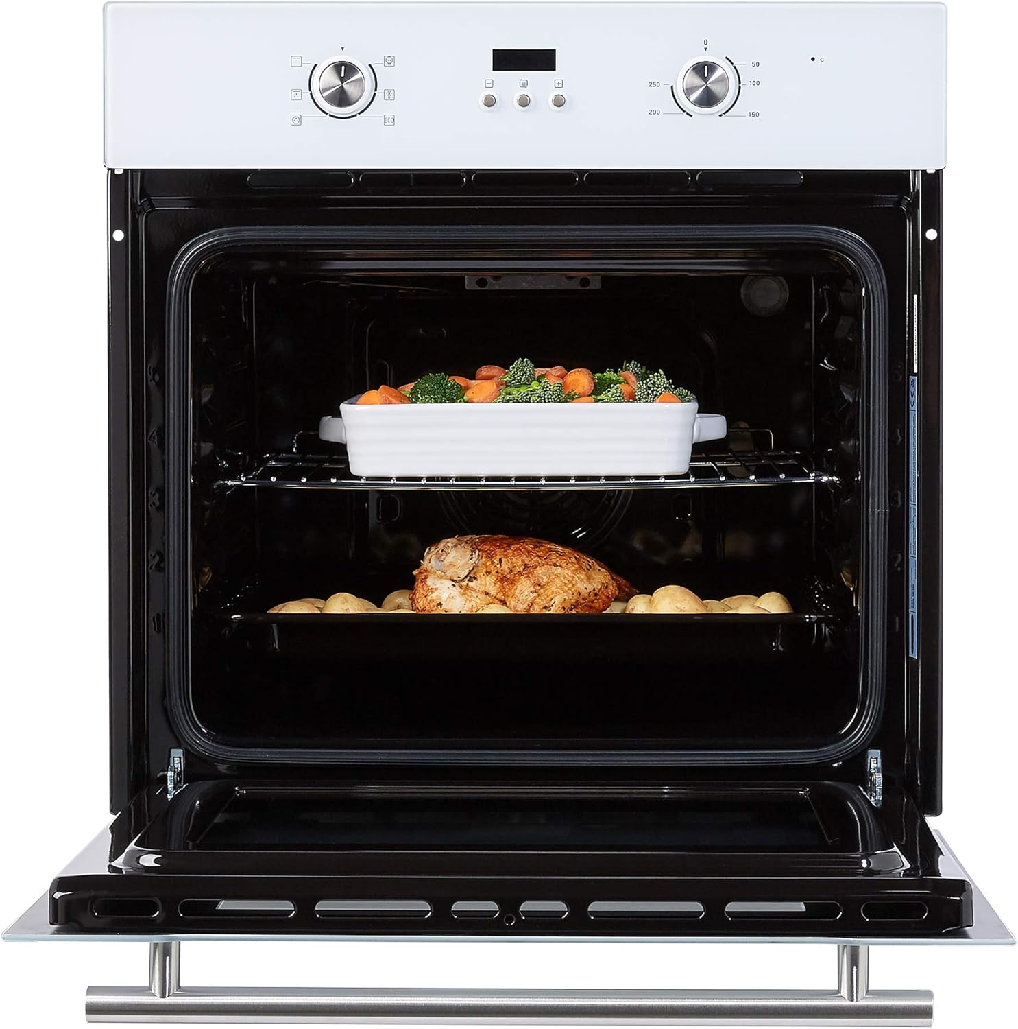 Cookology COF605WH 60cm 65 Litre Capacity, Installed Built In Electric Fan Oven, Integrated Single Fan Oven with Mechanical Dial Timer and Grill - in White - Amazing Gadgets Outlet