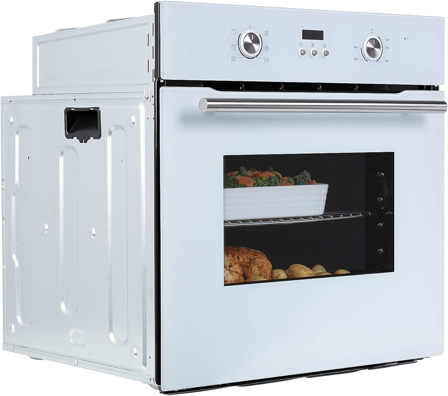 Cookology COF605WH 60cm 65 Litre Capacity, Installed Built In Electric Fan Oven, Integrated Single Fan Oven with Mechanical Dial Timer and Grill - in White - Amazing Gadgets Outlet