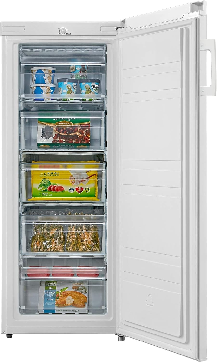 Cookology CTFZ160WH 160L Tall Freestanding Upright Freezer, 5 Large Freezer Drawers, Adjustable Temperature Control and Legs, Reversible door and 4 Star Freezer Rating - In White   Import  Single ASIN  Import  Multiple ASIN ×Product customization - Amazing Gadgets Outlet