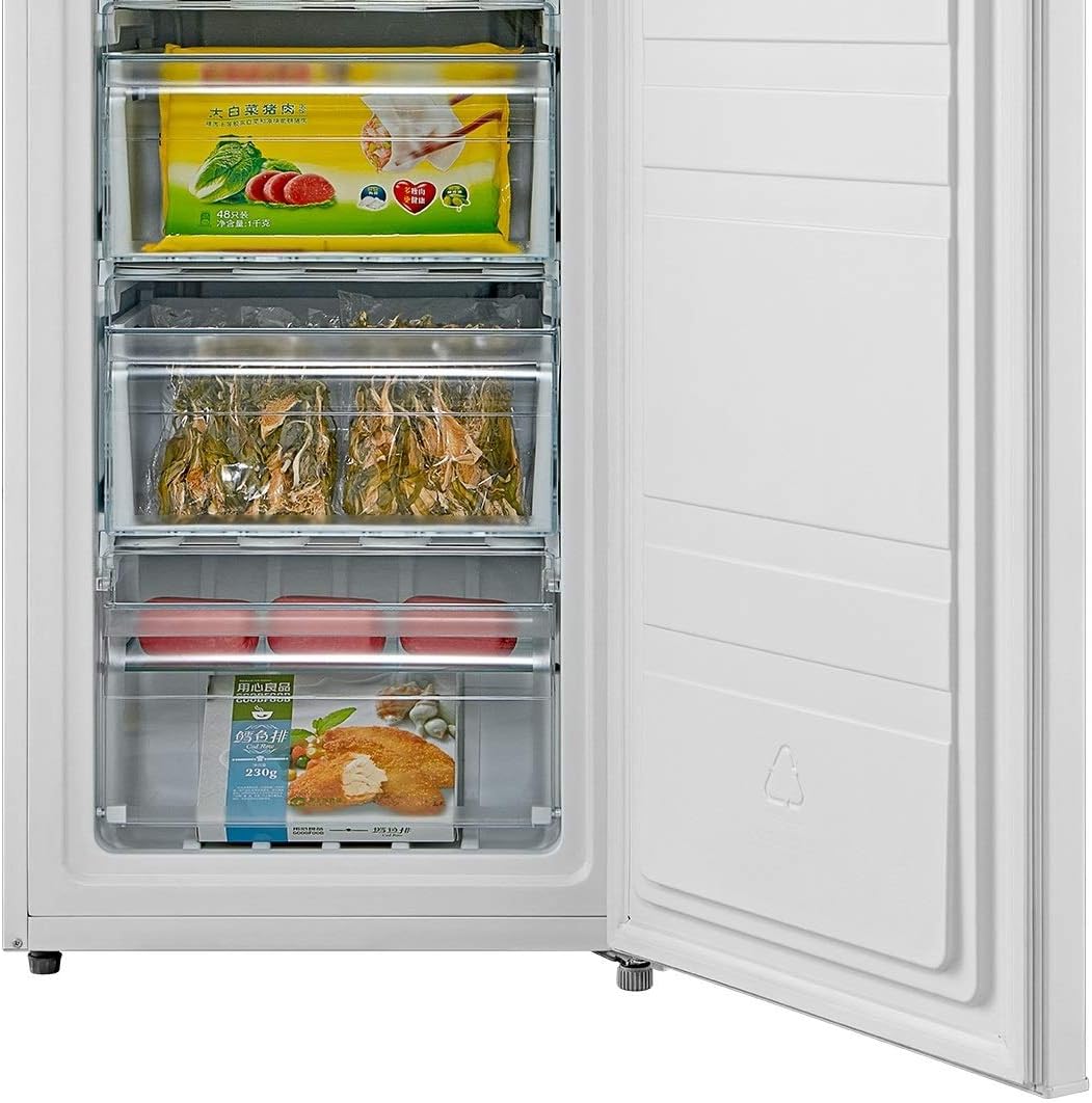 Cookology CTFZ160WH 160L Tall Freestanding Upright Freezer, 5 Large Freezer Drawers, Adjustable Temperature Control and Legs, Reversible door and 4 Star Freezer Rating - In White   Import  Single ASIN  Import  Multiple ASIN ×Product customization - Amazing Gadgets Outlet