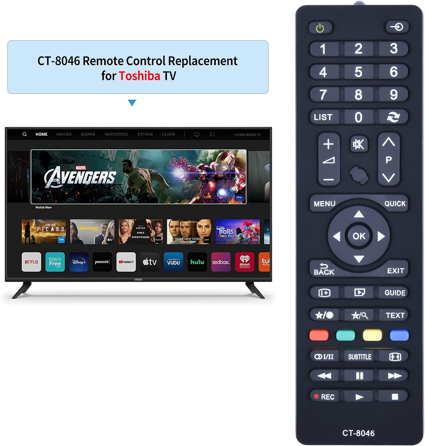 CT - 8046 Replacement Remote Control Compatible for Toshiba TV 24D1533DB 24D1544DG 24D1633DB 24W1633DB 24W1633DG 32W1533DB 32W1534DG 32L1544DG 32W1633DB 40L1533 40L1533DB 40L1533DG 40L1543DG   Import  Single ASIN  Import  Multiple ASIN ×Product cus - Amazing Gadgets Outlet