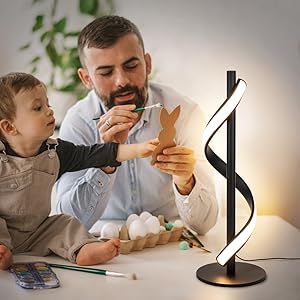 Depuley Spiral Table Lamp,10W Stable Bedside Lamps, Modern Minimalist Design Reading Light Eye - Caring, Curved Art Decorative Table Lamps for Living Room,Bedroom,Office,Warm White - Amazing Gadgets Outlet