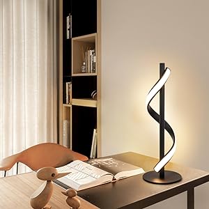 Depuley Spiral Table Lamp,10W Stable Bedside Lamps, Modern Minimalist Design Reading Light Eye - Caring, Curved Art Decorative Table Lamps for Living Room,Bedroom,Office,Warm White - Amazing Gadgets Outlet