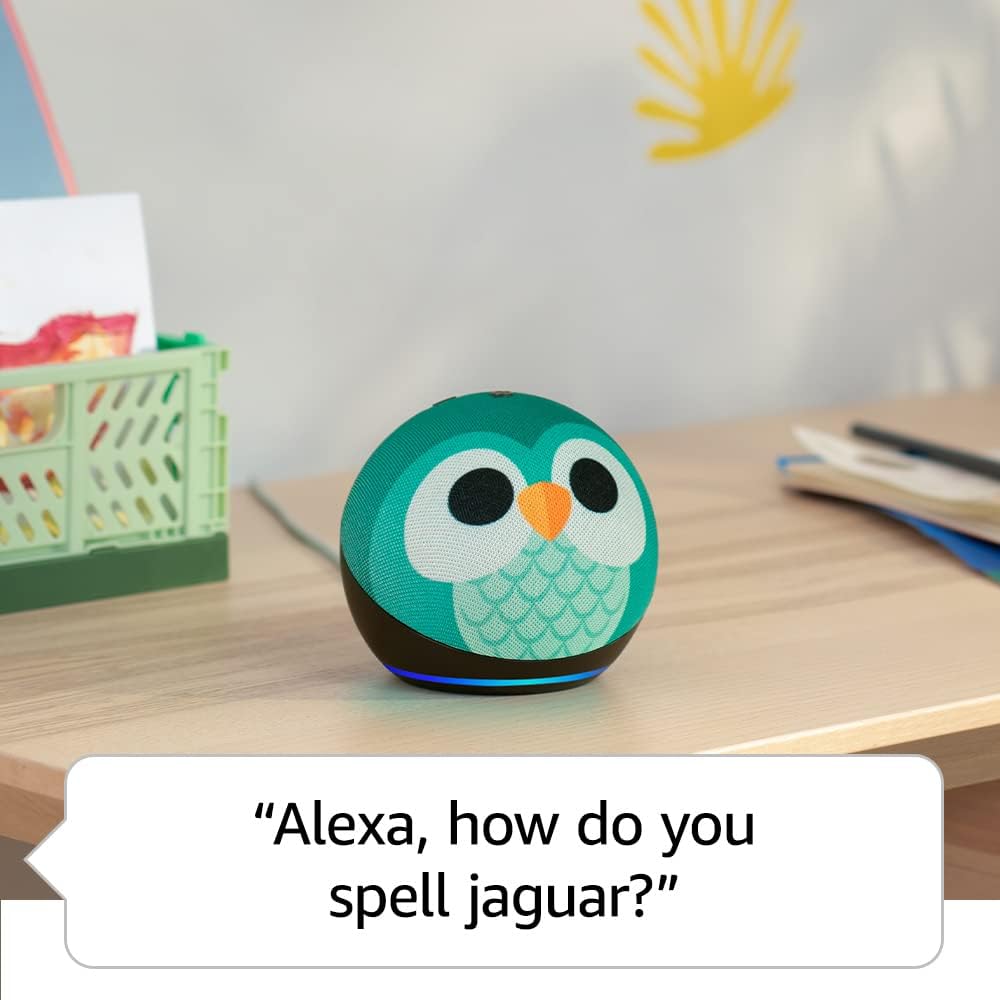 Echo Dot Kids (5th generation, 2022 release) | Wi - Fi and Bluetooth smart speaker with Alexa | Designed for kids, with parental controls | Owl - Amazing Gadgets Outlet