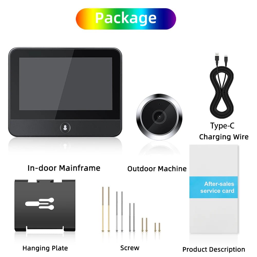 Elecpow Tuya Smart wifi Radar Digital Door Peepholes Camera Eye 4.3Inch 1080P Video Doorbell PIR Night Vision Motion Detection - Amazing Gadgets Outlet