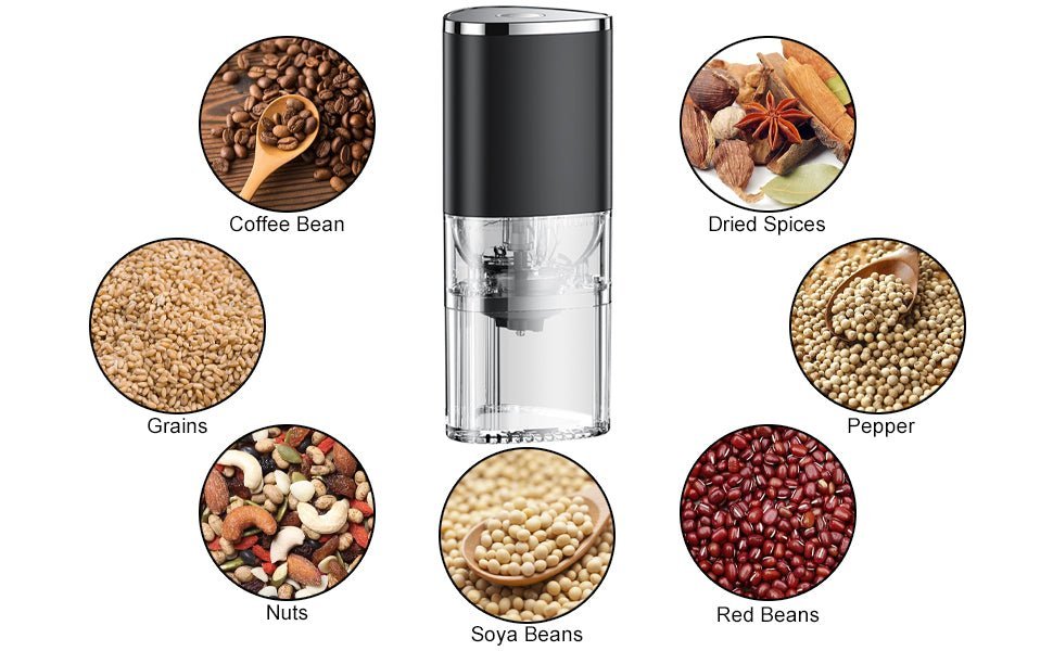 Electric Coffee Grinder INEEDU with Adjustable Grind Size Mini Burr Coffee Bean Grinders Portable for Home, Office or Travel, 30g, 155ML - Amazing Gadgets Outlet