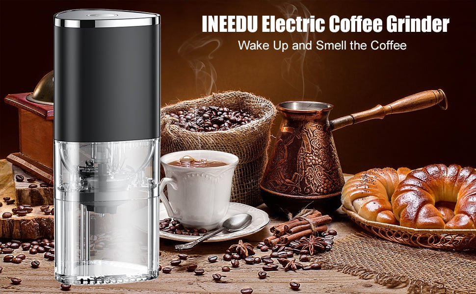 Electric Coffee Grinder INEEDU with Adjustable Grind Size Mini Burr Coffee Bean Grinders Portable for Home, Office or Travel, 30g, 155ML - Amazing Gadgets Outlet