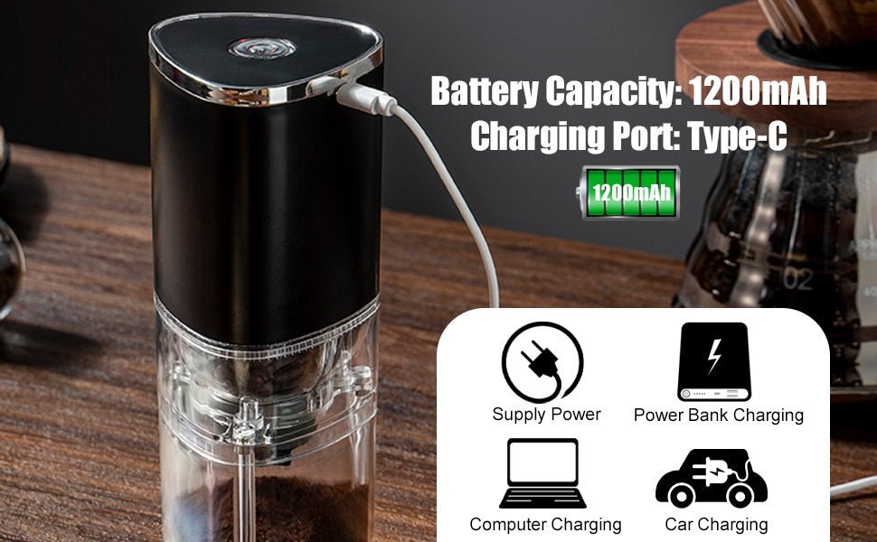 Electric Coffee Grinder INEEDU with Adjustable Grind Size Mini Burr Coffee Bean Grinders Portable for Home, Office or Travel, 30g, 155ML - Amazing Gadgets Outlet