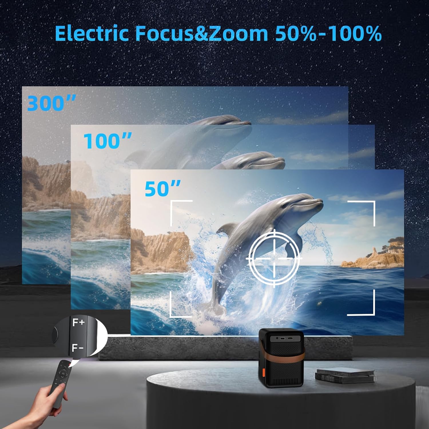 【Electric Focus】Mini Portable Projector,500 ANSI FunFlix G1 5G WIFI Bluetooth Projector 1080P Full HD Supported, 300" Display Zoom Home Cinema Video Projector,TV Stick/Smartphone/HDMI/USB/PS5 - Amazing Gadgets Outlet