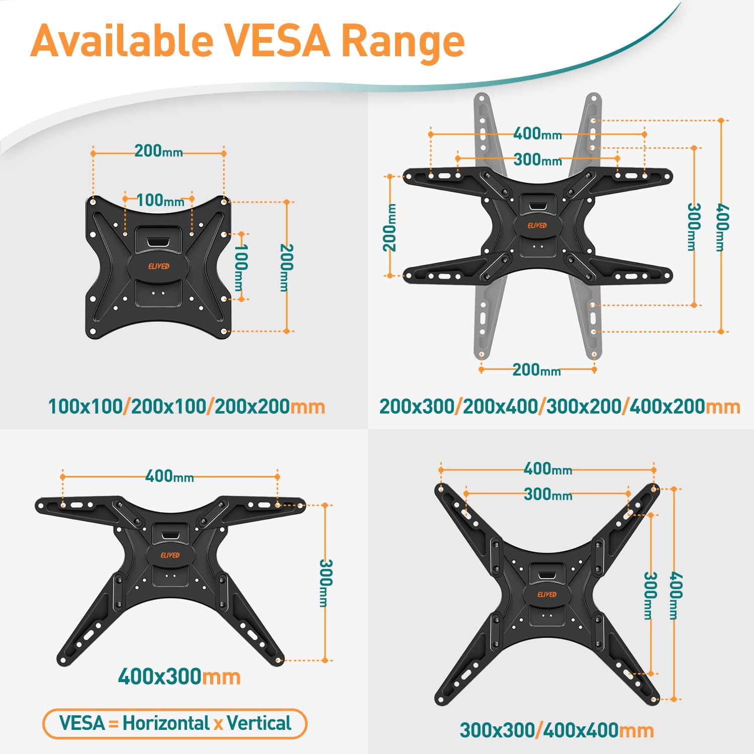 ELIVED Long Arm TV Wall Bracket, Corner TV Mount for Most 26 - 60inch TVs with 749mm Extension Arm, Full Motion Wall Mount for TVs with Max.VESA 400x400mm up to 35KG, Swivel and Tilt TV Bracket EV3017   Import  Single ASIN  Import  Multiple ASIN ×P - Amazing Gadgets Outlet