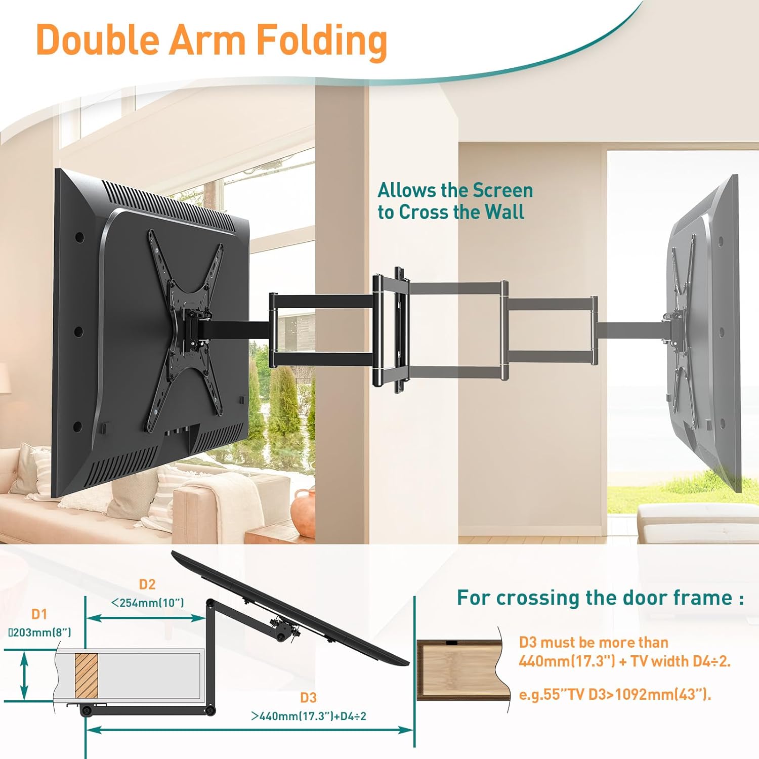 ELIVED Long Arm TV Wall Bracket, Corner TV Mount for Most 26 - 60inch TVs with 749mm Extension Arm, Full Motion Wall Mount for TVs with Max.VESA 400x400mm up to 35KG, Swivel and Tilt TV Bracket EV3017   Import  Single ASIN  Import  Multiple ASIN ×P - Amazing Gadgets Outlet