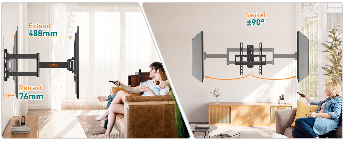 ELIVED Tilt and Swivel TV Bracket for Most 26 - 60 Inch LCD, LED, OLED Flat or Curved TVs with Max. VESA 400x400mm up to 40KG, Corner TV Wall Bracket EV011   Import  Single ASIN  Import  Multiple ASIN ×Product customization General Descrip - Amazing Gadgets Outlet