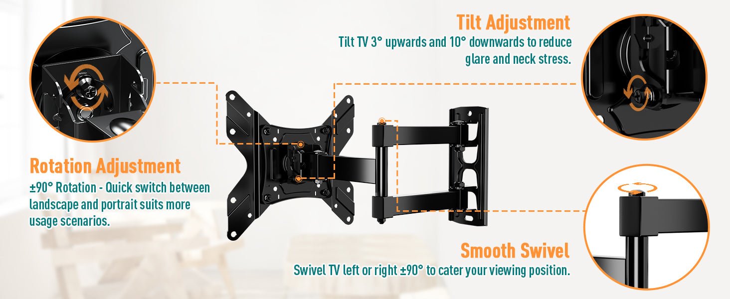 ELIVED Tilt Swivel TV Bracket for Most 14 - 40 Inch LED, LCD, OLED Flat/Curved TVs with Max VESA 200x200mm up to 15KG, Full Motion TV Wall Bracket with Articulating Arm, Monitor Wall Mount EV013   Import  Single ASIN  Import  Multiple ASIN ×Product - Amazing Gadgets Outlet