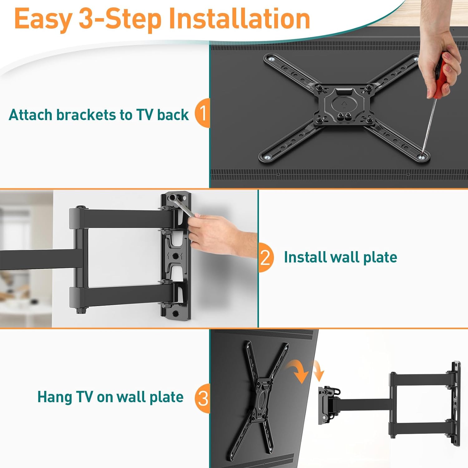 ELIVED TV Wall Bracket Tilt Swivel for Most 26 - 50 Inch LED, LCD, OLED Flat/Curved TVs with Max VESA 300x300mm up to 25KG, Full Motion TV Bracket with Articulating Arm, Monitor Wall Mount EV1033   Import  Single ASIN  Import  Multiple ASIN ×Produc - Amazing Gadgets Outlet