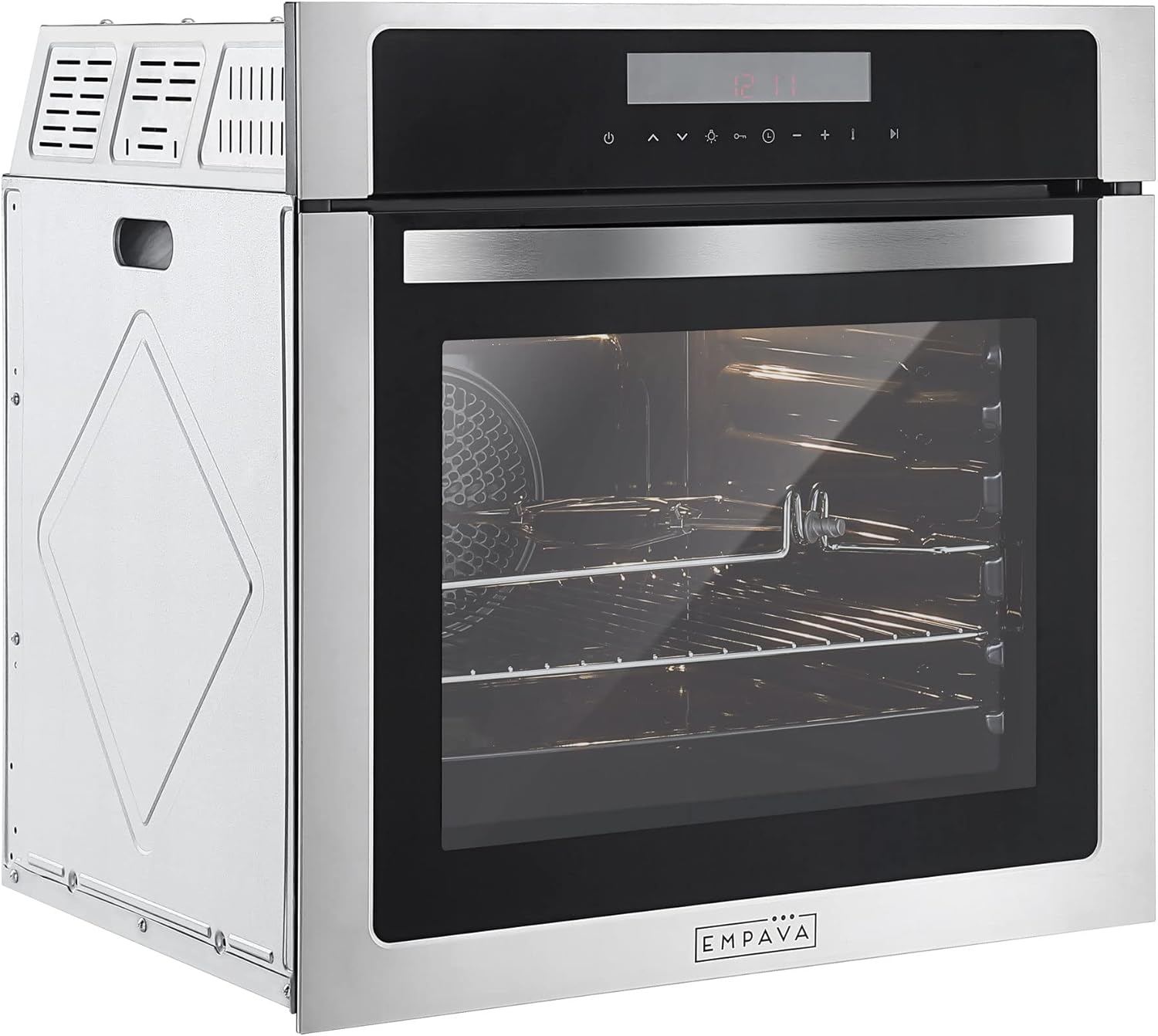 Empava Electric Oven, Built In Oven 72L, Electric Oven Built In, Ovens Electric Built In 12 Functions, Installed Ovens 60cm, Single Oven, Built In Ovens Electric with Fan and Grill - Stainless Steel - Amazing Gadgets Outlet