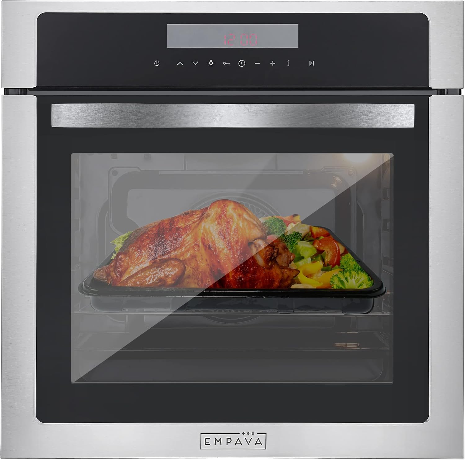 Empava Electric Oven, Built In Oven 72L, Electric Oven Built In, Ovens Electric Built In 12 Functions, Installed Ovens 60cm, Single Oven, Built In Ovens Electric with Fan and Grill - Stainless Steel - Amazing Gadgets Outlet