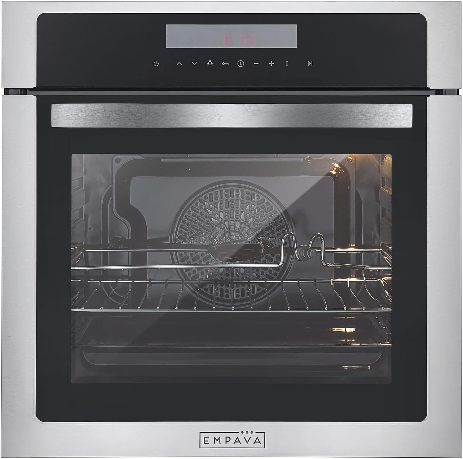 Empava Electric Oven, Built In Oven 72L, Electric Oven Built In, Ovens Electric Built In 12 Functions, Installed Ovens 60cm, Single Oven, Built In Ovens Electric with Fan and Grill - Stainless Steel - Amazing Gadgets Outlet