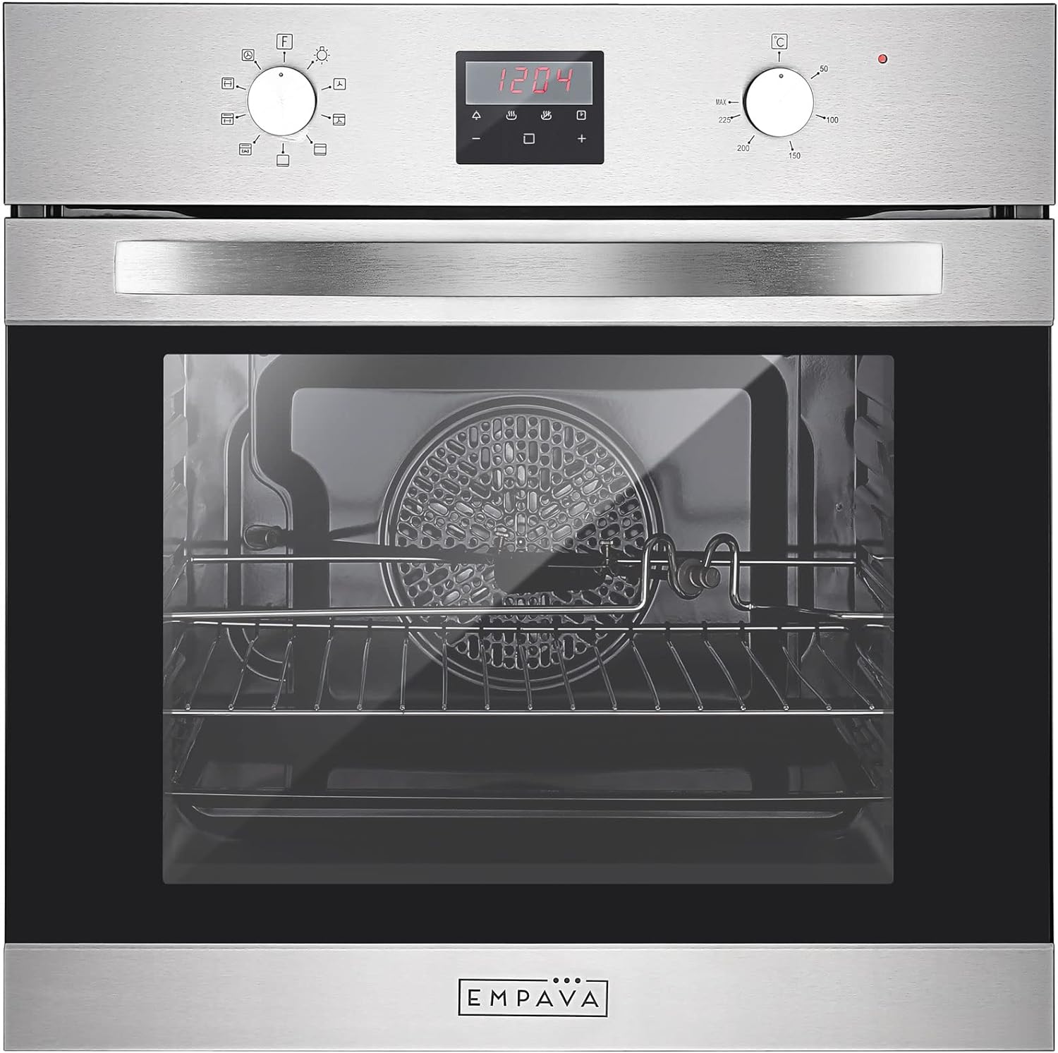 Empava Electric Oven, Built In Oven 72L, Electric Oven Built In, Ovens Electric Built In 12 Functions, Installed Ovens 60cm, Single Oven, Built In Ovens Electric with Fan and Grill - Stainless Steel - Amazing Gadgets Outlet