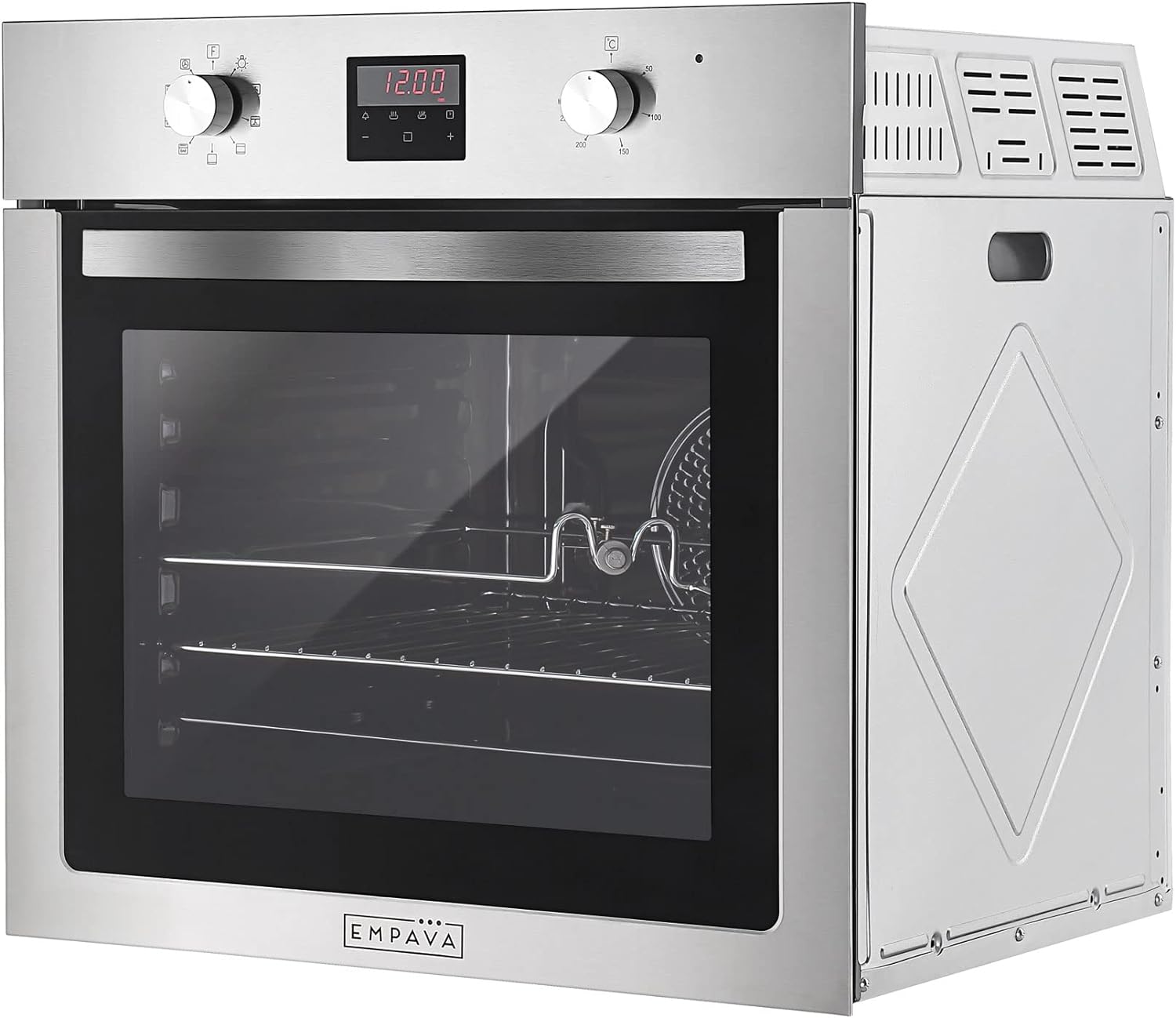 Empava Electric Oven, Built In Oven 72L, Electric Oven Built In, Ovens Electric Built In 12 Functions, Installed Ovens 60cm, Single Oven with Timer,Fan Oven,Fan Ovens Electric Built In,Stainless Steel - Amazing Gadgets Outlet