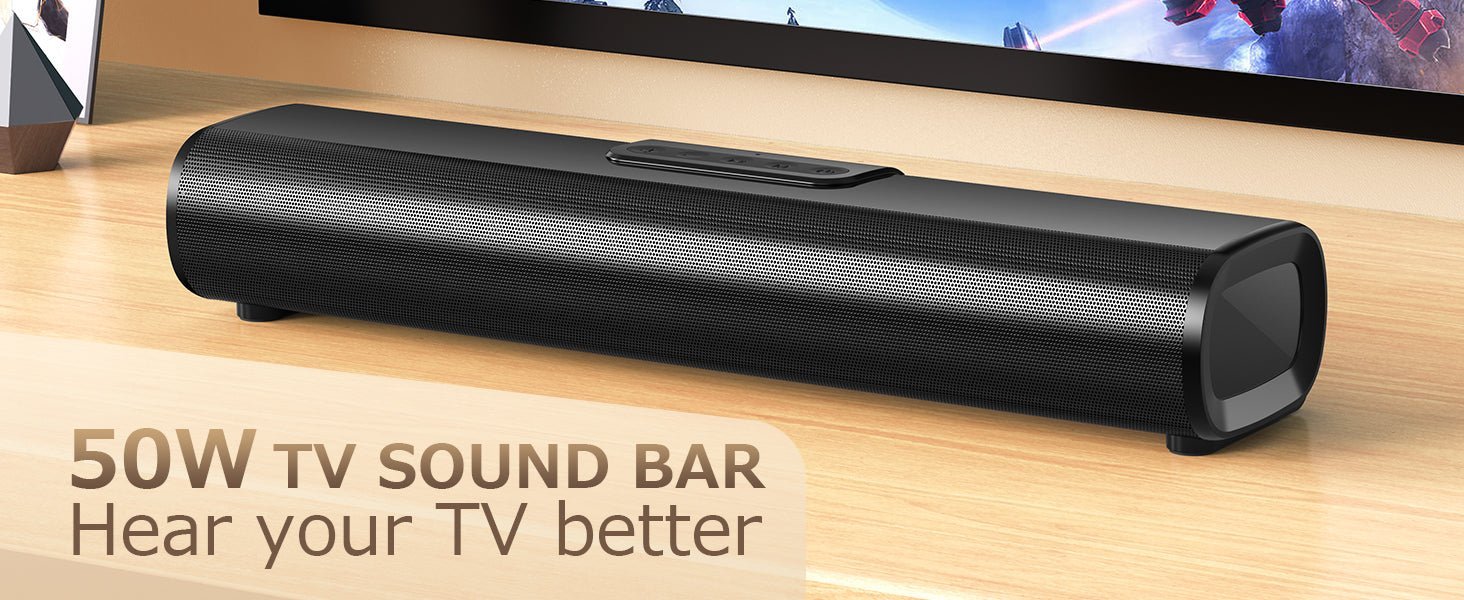 EnjoyNest Sound Bar for TV, 50W Bluetooth Soundbar for Smart TV, Home Audio Surround Sound Stystem Wall Mountable Small Soundbar with AUX/HDMI/Optical/USB for PC/Phone/Tablets,16 inch - Amazing Gadgets Outlet