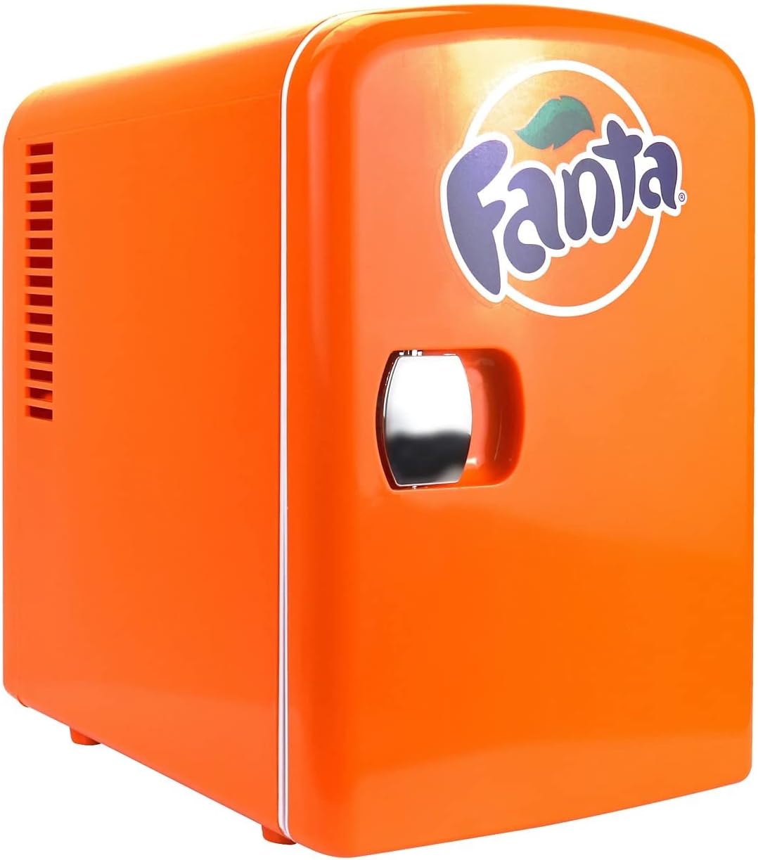 Fanta Mini Fridge For Bedrooms 4L Small Fridge 6 Can Table Top Fridge Quiet Mini Fridges For Skincare Food Drinks Kids Home Car & Travel 12v Portable Cooler Warmer Refrigerator by Coca - Cola, Orange   Import  Single ASIN  Import  Multiple ASIN ×Pr - Amazing Gadgets Outlet