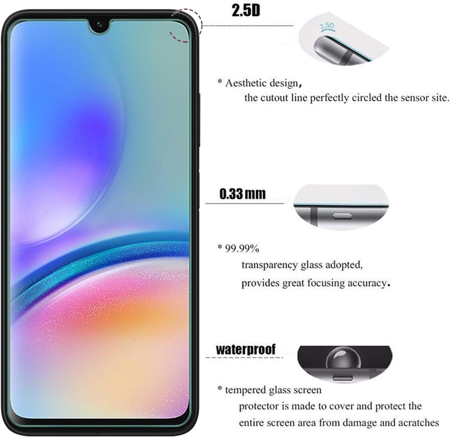 for TCL 505 Tempered Glass, Screen Protector Anti Scratch and Anti Shatter Film, [Case Friendly] HD Clear Premium, 9H Tempered Glass [Pack of 3]   Import  Single ASIN  Import  Multiple ASIN ×Product customization General Description Ga - Amazing Gadgets Outlet