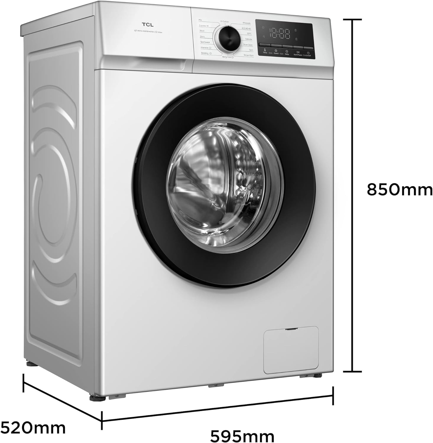 ‎Freestanding 8kg Washing Machine, White, Steam, Quick Wash, 1400 rpm, Inverter Motor - Amazing Gadgets Outlet