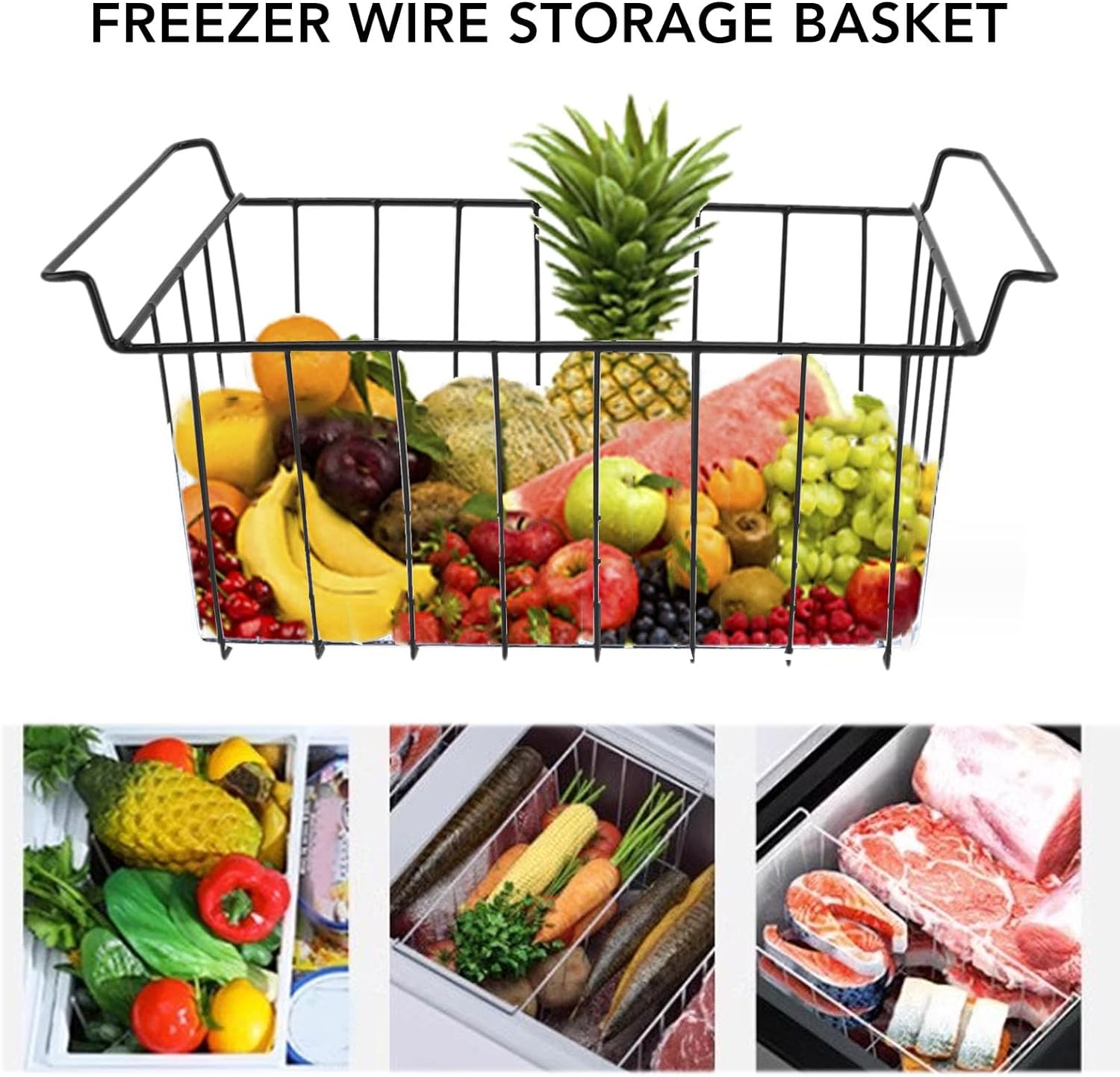 Freezer Basket, 2Pcs Chest Freezer Organizer Bins Deep Freezer Wire Basket Storage Bin with Handles, Hanging Stackable Chest Freezer Storage Baskets for Pantry Home (L 41.5cm X W   Import  Single ASIN  Import  Multiple ASIN ×Product customization - Amazing Gadgets Outlet