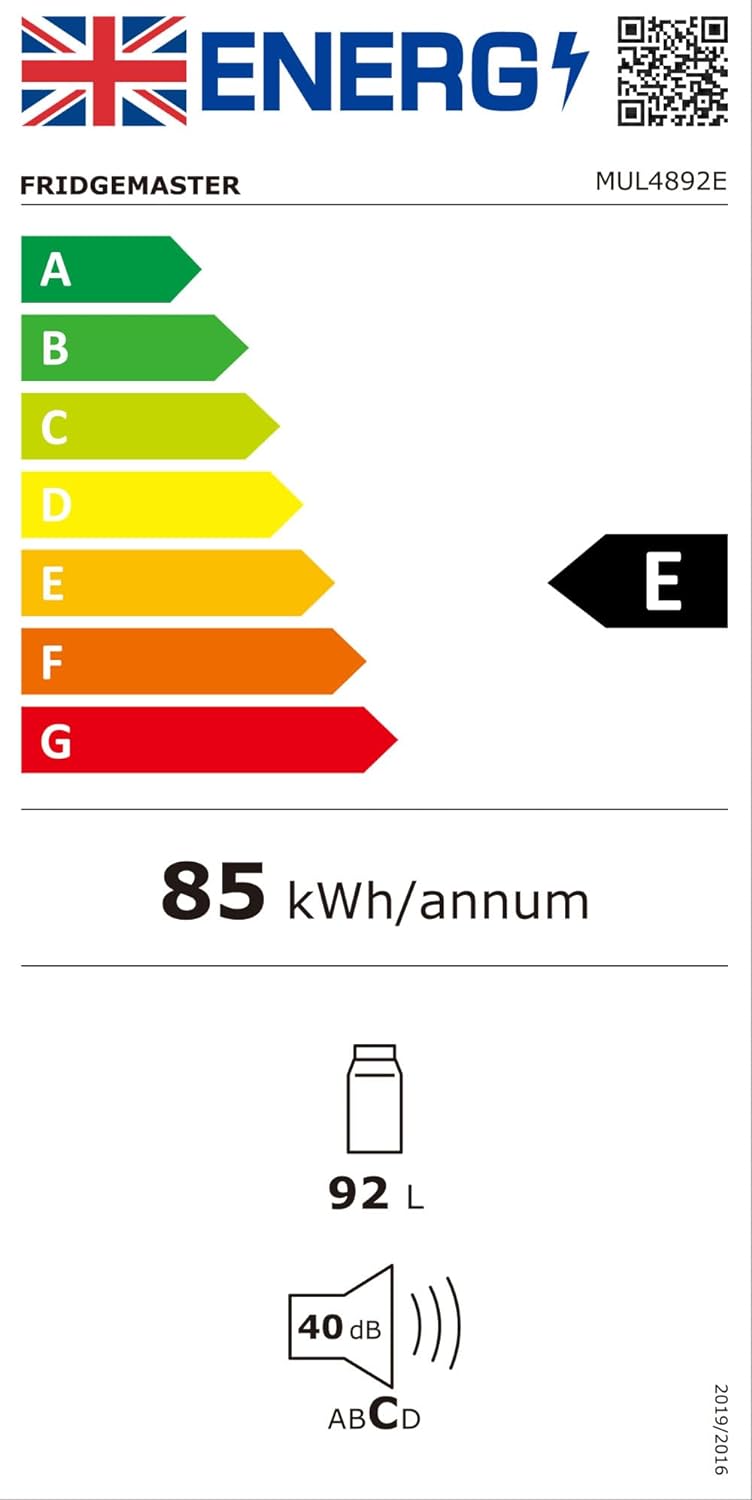 Fridgemaster MUL4892E 92L Under Counter Fridge with LED Lighting, Adjustable Temperature Control, Reversible Door and Salad Box, White, E rated   Import  Single ASIN  Import  Multiple ASIN ×Product customization General Description Gal - Amazing Gadgets Outlet