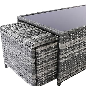 HESHU 6 Seater Rattan Garden Furniture Sofa & Coffee Table Set Outdoor Patio Furniture Wicker Weave Chair Space - saving Compact - Gray   Import  Single ASIN  Import  Multiple ASIN ×Product customization General Description Gallery Rev - Amazing Gadgets Outlet