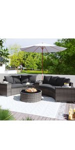 HESHU 6 Seater Rattan Garden Furniture Sofa & Coffee Table Set Outdoor Patio Furniture Wicker Weave Chair Space - saving Compact - Gray   Import  Single ASIN  Import  Multiple ASIN ×Product customization General Description Gallery Rev - Amazing Gadgets Outlet