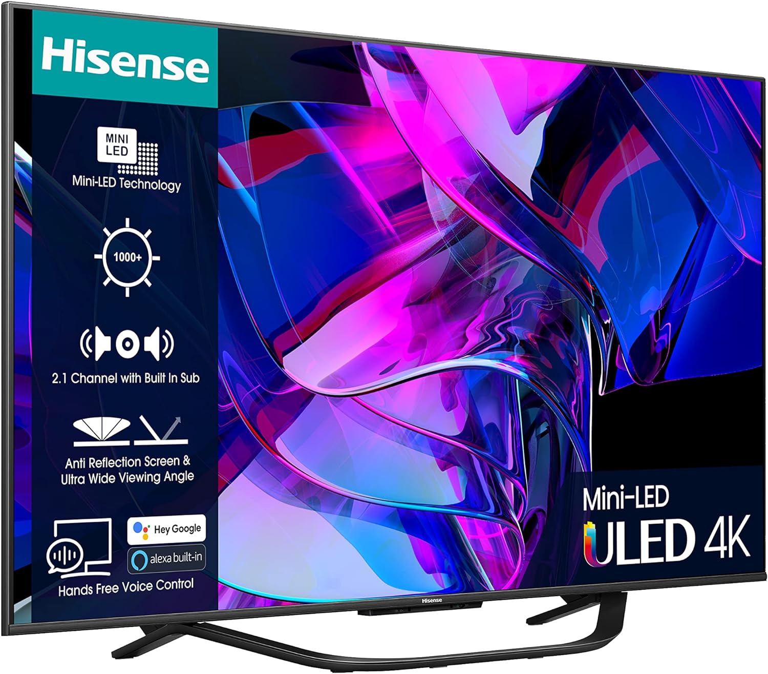 Hisense 55 Inch ULED Mini - LED Smart TV 55U7KQTUK - 144Hz VRR, HDMI 2.1, Quantum Dot Colour, Dolby Vision IQ, VIDAA, and Youtube, Freeview Play, Netflix and Disney+ (2023 New Model), Black   Import  Single ASIN  Import  Multiple ASIN ×Product cust - Amazing Gadgets Outlet