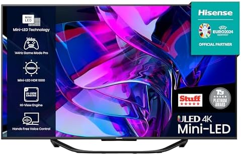 Hisense 55 Inch ULED Mini - LED Smart TV 55U7KQTUK - 144Hz VRR, HDMI 2.1, Quantum Dot Colour, Dolby Vision IQ, VIDAA, and Youtube, Freeview Play, Netflix and Disney+ (2023 New Model), Black   Import  Single ASIN  Import  Multiple ASIN ×Product cust - Amazing Gadgets Outlet