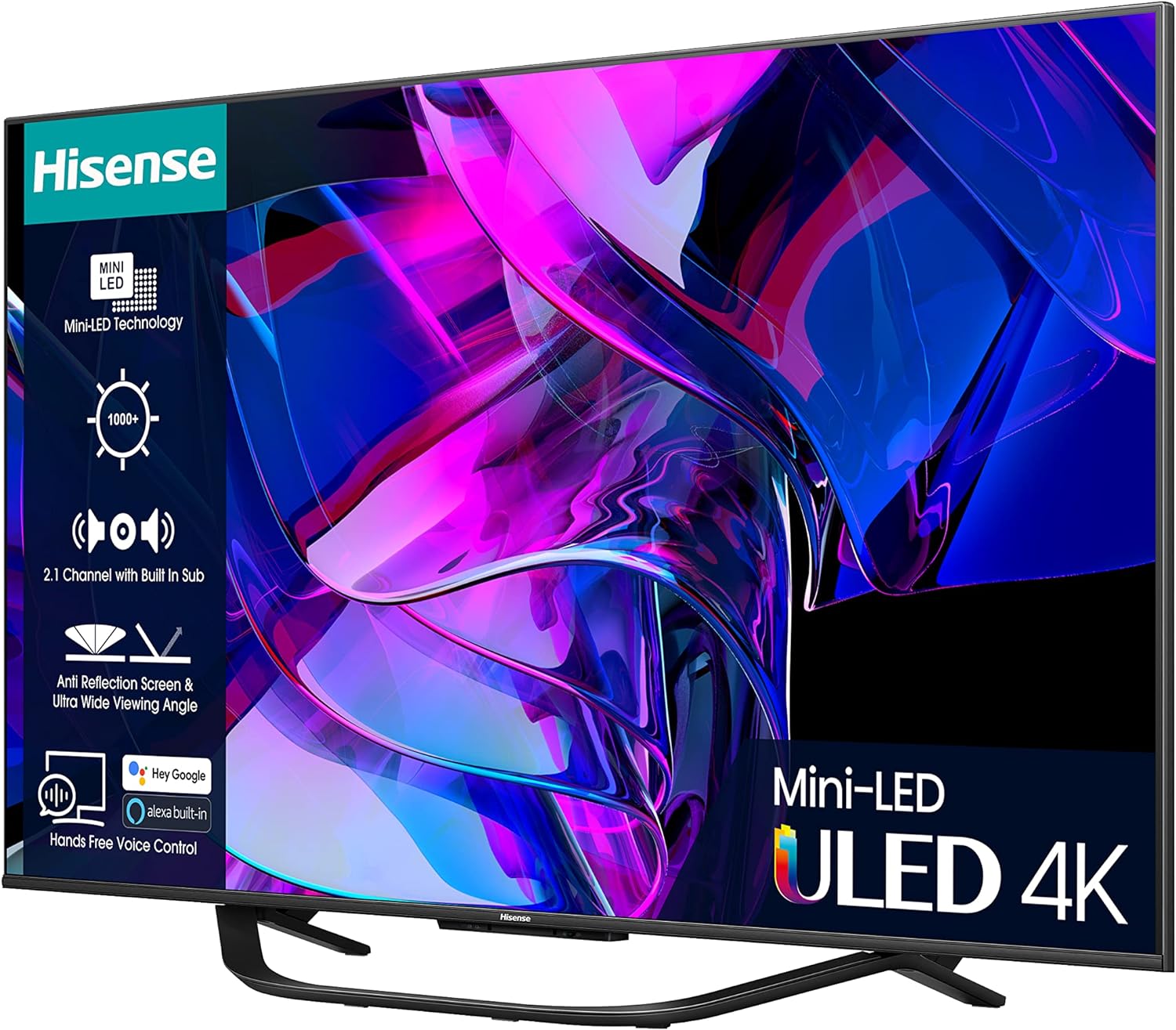 Hisense 55 Inch ULED Mini - LED Smart TV 55U7KQTUK - 144Hz VRR, HDMI 2.1, Quantum Dot Colour, Dolby Vision IQ, VIDAA, and Youtube, Freeview Play, Netflix and Disney+ (2023 New Model), Black   Import  Single ASIN  Import  Multiple ASIN ×Product cust - Amazing Gadgets Outlet