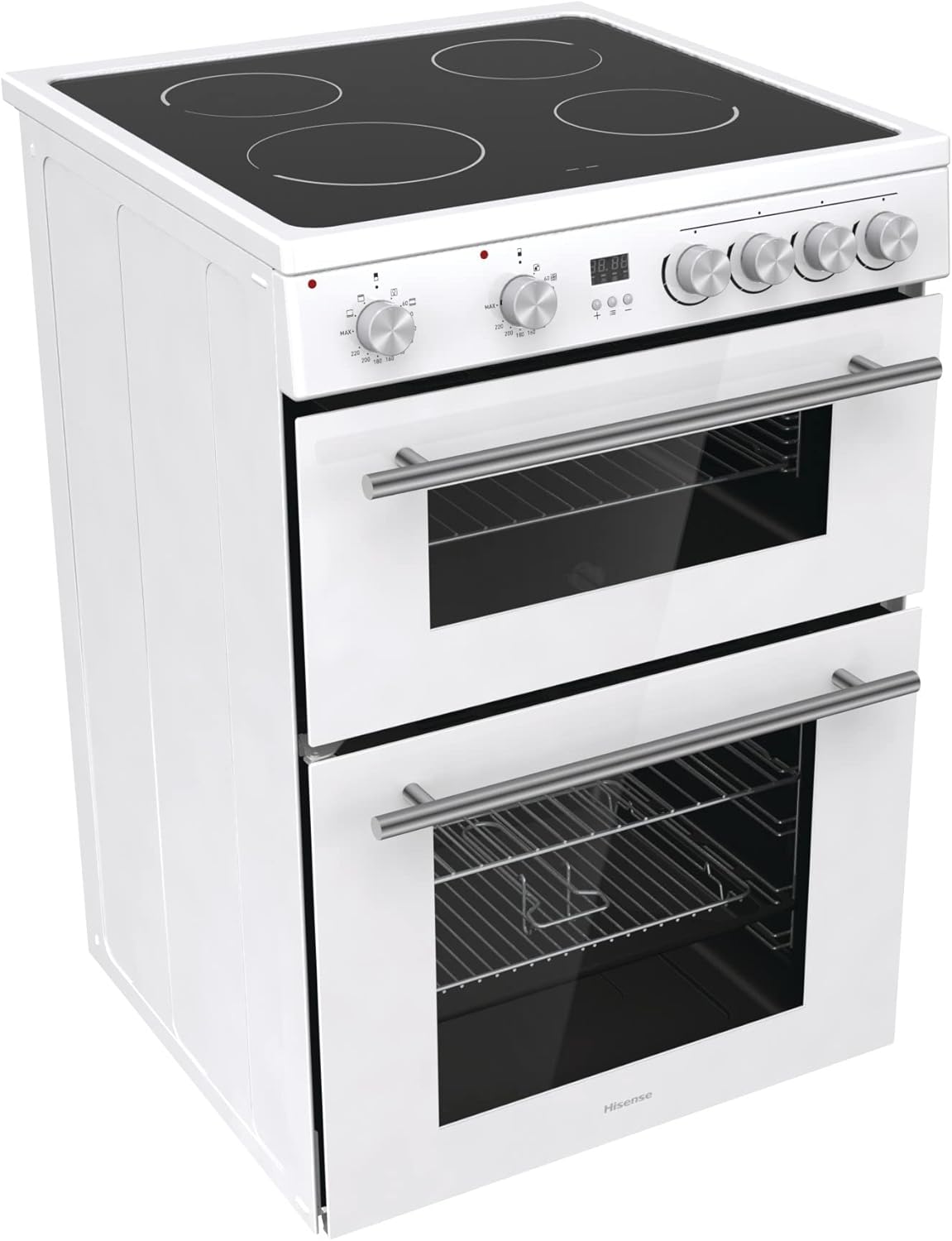 Hisense HDE3211BWUK 60cm Electric Cooker with Ceramic Hob - White A Rated Double Oven - White - Amazing Gadgets Outlet