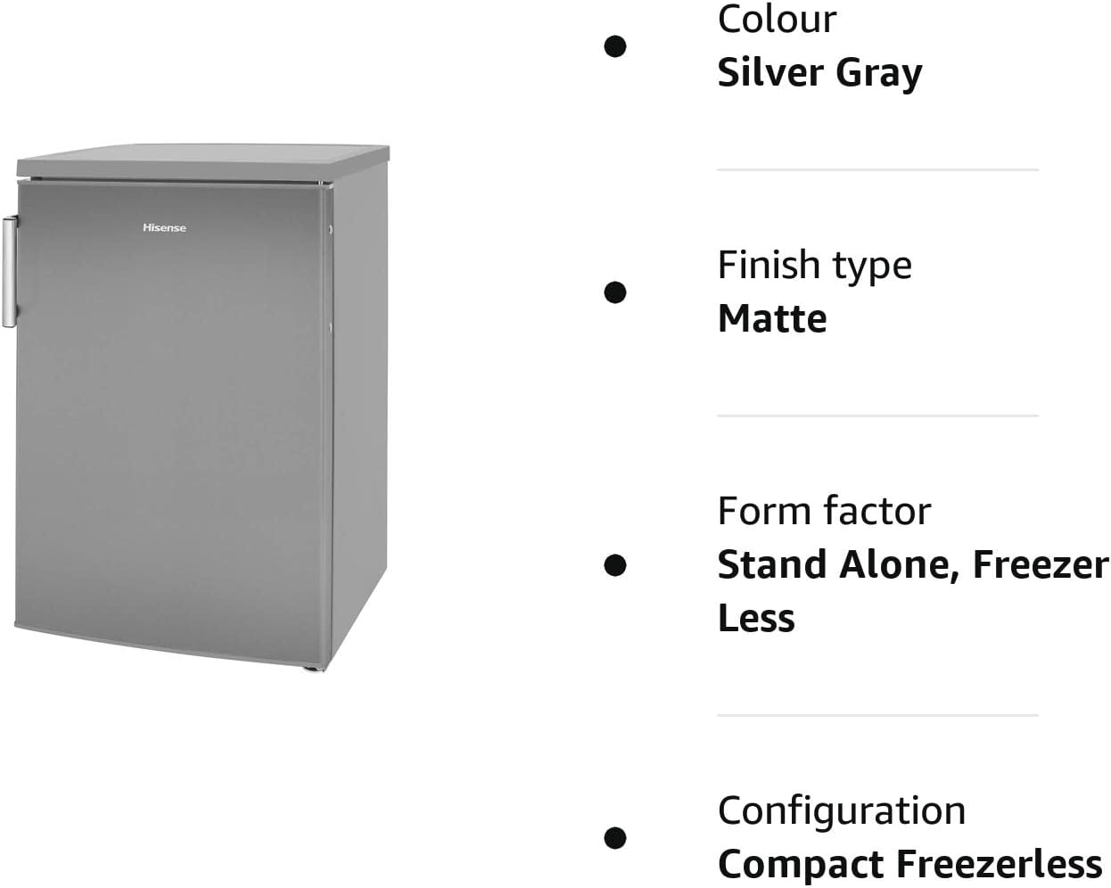 Hisense RL170D4BCE 133L Under Counter Larder Fridge with LED Lighting 56 × 84.5 × 57.5 cm (W×H×D), Stainless steel, Grey   Import  Single ASIN  Import  Multiple ASIN ×Product customization General Description Gallery Reviews Variatio - Amazing Gadgets Outlet